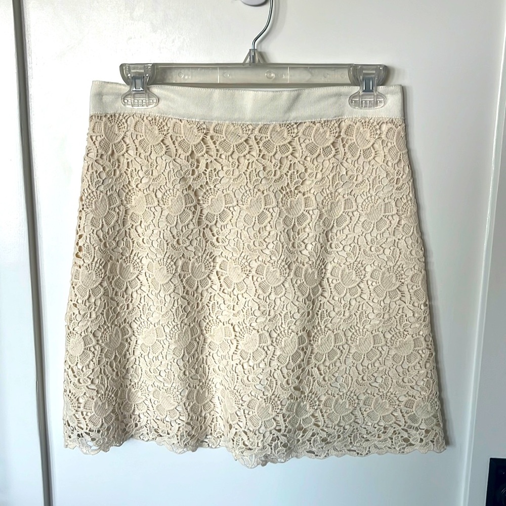 Ann Taylor Loft cream embroidered skirt. New with tags